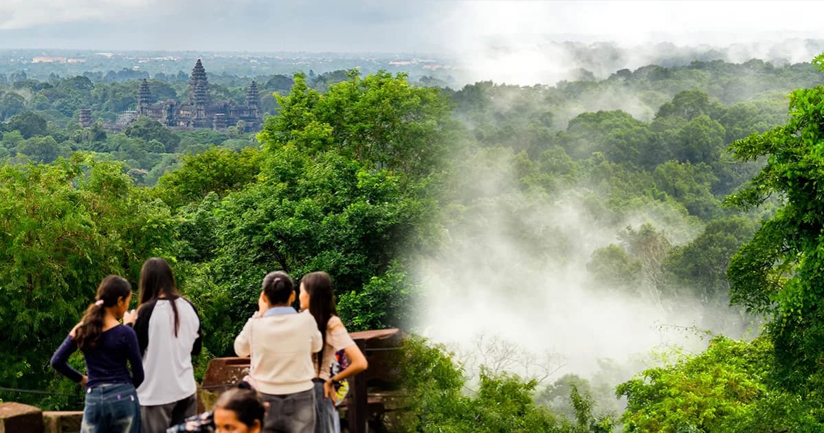 ស្ទឹងពពកសៀមរាបប្រៀបបានឋានសួគ៌ក្រោមមេឃ ក្រោយភ្លៀងមេឃស្រឡះមើលឃើញទេសភាពត្រជាក់ភ្នែកពីលើភ្នំបាខែង