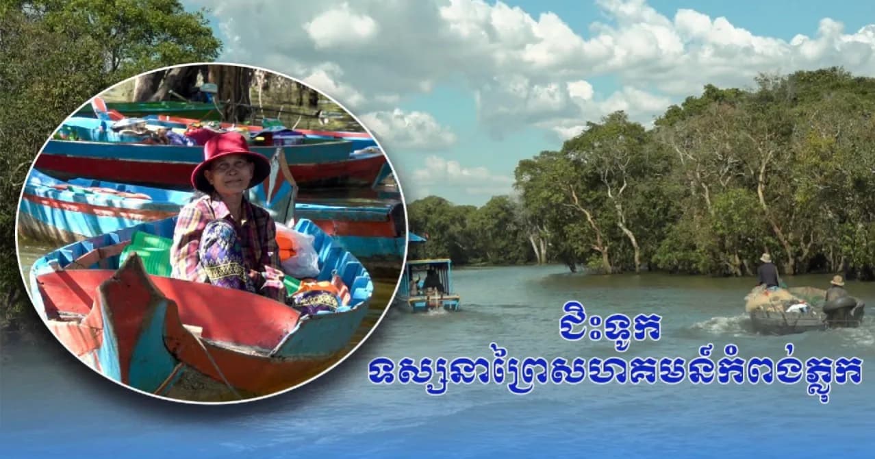 វីដេអូ៖ថ្ងៃសម្រាកនេះ! សូមអញ្ជើញមកទស្សនាកម្សាន្ត នៅសហគមន៍ទេសចរណ៍ធម្មជាតិកំពង់ភ្លុក ដើម្បីគយគន់ជីវភាពនៃការរស់នៅរបស់ប្រជាពលរដ្ឋលើទឹក ព្រៃលិចទឹកដ៏ស្រស់បំព្រង និងរួមចំណែកលើកកម្ពស់សេដ្ឋកិច្ចស្រ្តីអុំទូកក្នុងសហគមន៍ផ្ទាល់