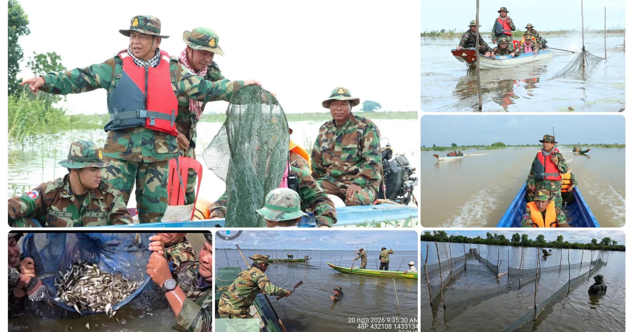 របាំងស្បៃមុង ជាង ២,០០០ ម៉ែត្រ ត្រូវបានកងកម្លាំងចម្រុះខេត្តកំពង់ធំ កាប់បំផ្លាញចោល ព្រមទាំងបានចាក់ព្រលែងកូនត្រីចម្រុះប្រមាណជាង ៨០គីឡូក្រាម ចូលក្នុងបឹងធម្មជាតិវិញ នៅតំបន់ព្រំប្រទល់ស្រុកស្ទោង ខេត្តកំពង់ធំ និងស្រុកជីក្រែង ខេត្តសៀមរាប