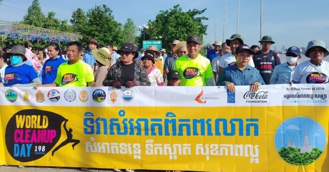 មន្ទីរបរិស្ថានខេត្តកណ្តាល សហការជាមួយអង្គការសំអាតទន្លេ សមុទ្រ រៀបចំទិវាសម្អាតពិភពលោកលើកទី៩ (9th Would Cleanup)នៅក្រុងតាខ្មៅ